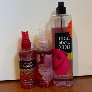 Bath & body works fragrance mist: cherry blossom, thousand wishes, mad about you